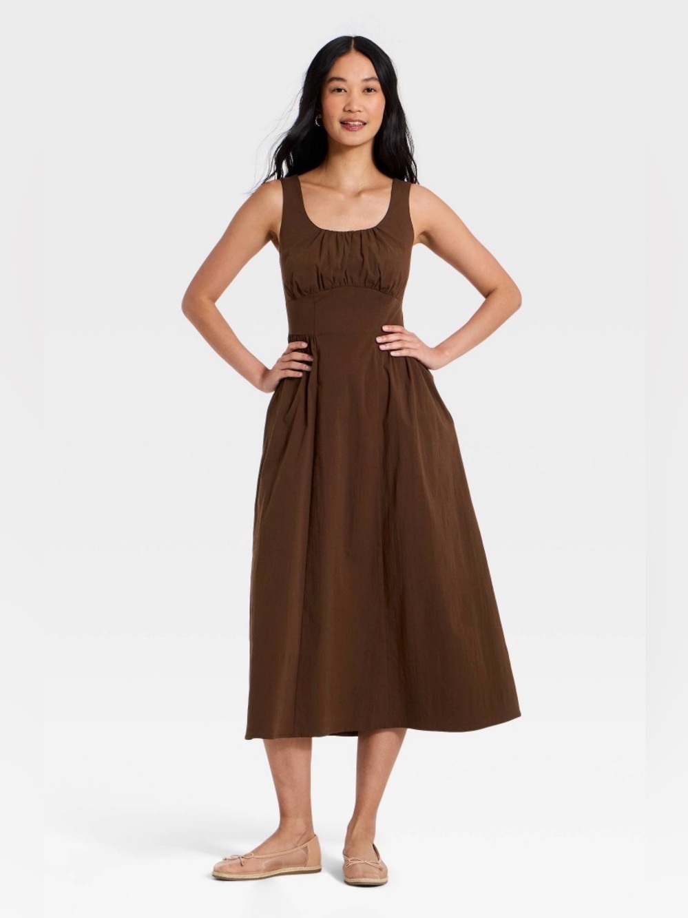 a new day Brown Corset Midi Dress